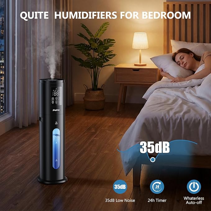 Humidifiers for Bedroom Large Room with 7L/1.85Gal Room Humidifier for Bedroom Large Humidifier, Smart App & Remote Control, 4 Mist Levels Humidifiers Midnight