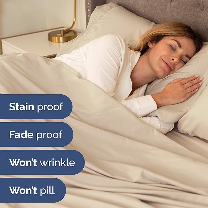 King Size 4 Piece Sheet Set - Comfy Breathable & Cooling Sheets - Hotel Luxury Bed Sheets for Women & Men - Deep Pockets, Easy-Fit, Extra Soft and Wrinkle Free Sheets - Wheat Oeko-Tex Bed Sheet Set