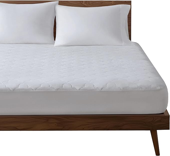 Sleep Philosophy Full Mattress Pad, Cotton Mattress Protector Classic Cloud Quilted Bed Cover, All Natural Breathable Mattress Topper Fitted Pocket Fits Up to 18", Machine Washable, White