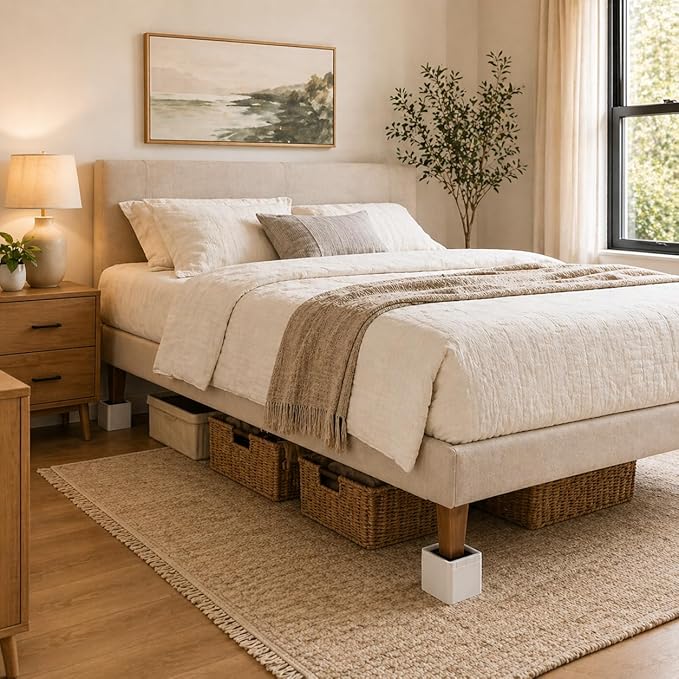 BTSD-home Bed Risers 3 or 6 Inch Heavy Duty Stackable Furniture Risers for Sofas Table Couch Chair Bed Raisers Set of 8 White