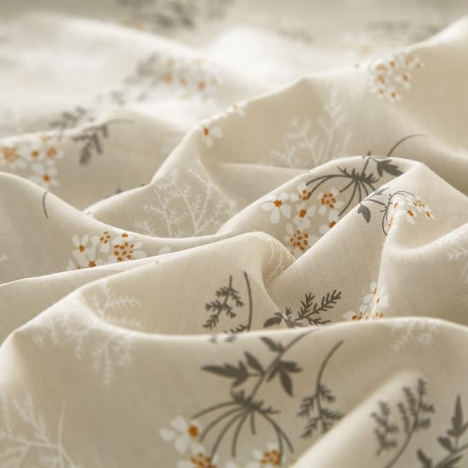 VM VOUGEMARKET Vintage Flower Duvet Cover Set Full Cotton Girls Aesthetic Bedding Set Reversible Floral Duvet Cover with 2 Pillow Shams,Blooming Comforter Cover with Zipper-Gray Green