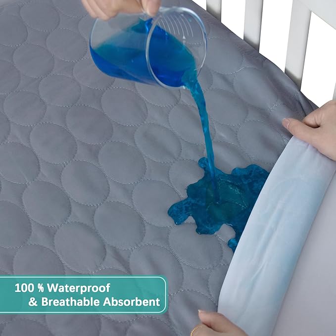 Biloban Crib Mattress Protector Pad Waterproof, Toddler Waterproof Crib Mattress Cover, Machine Washable & Dryer Fit Baby Toddler Bed Mattress Protector (Standard Size 52” x 28”), Grey