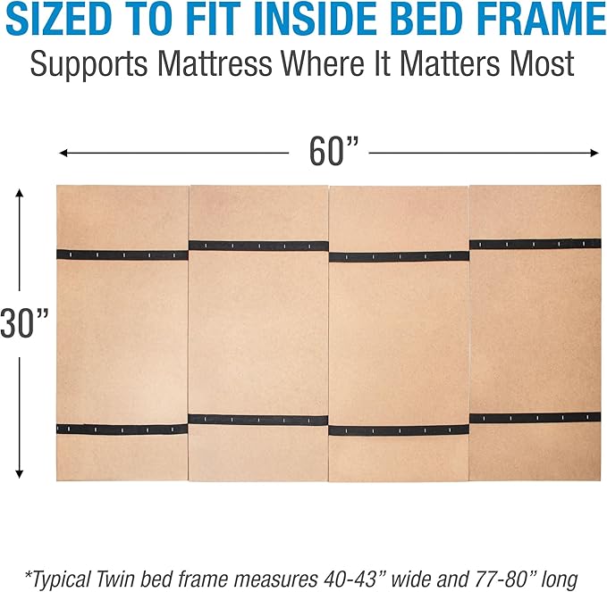 DMI Foldable Box Spring, Bunkie Board, Bed Support Slats for Support to Streamline and Minimize the Bed, No Assembly Needed, Twin Size, 60 x 30,Brown