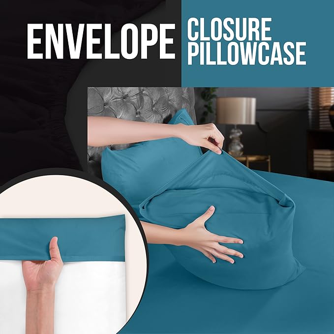 Utopia Bedding King Pillow Cases - 4 Pack - Envelope Closure - Soft Brushed Microfiber Fabric - Shrinkage and Fade Resistant Pillow Covers King Size 20 X 40 Inches (King, Denim Blue)