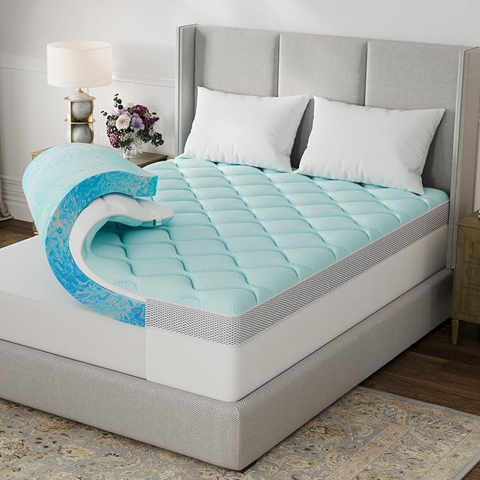 Novilla Twin 3 Inch Dual Layered Mattress Topper with 2 Inch Gel Memory Foam & 1 Inch Cooling Pillow Top Cover, Pressure Relieving Breathable Bed Topper for Back Pain Support, Certi-Safe