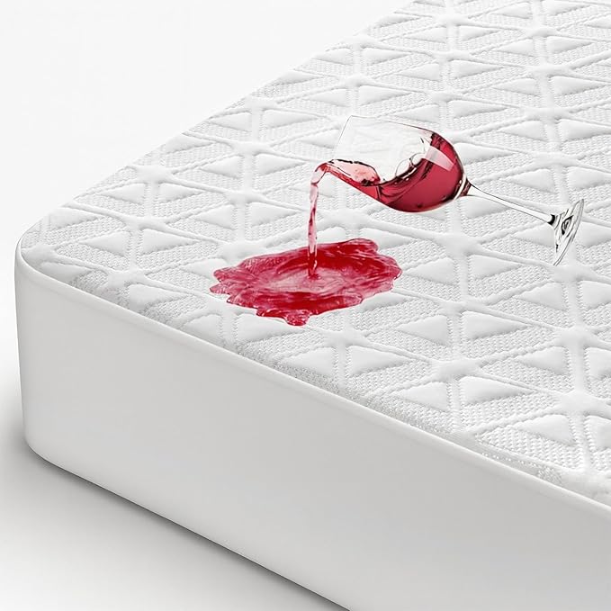 Waterproof Mattress Protector Twin Size, Soft Breathable Mattress Pad with Deep Pocket 8"-21", Noiseless 3D Air Fabric Cooling Mattress Cover for Bed, Machine Washable, White