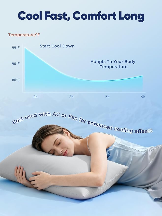Avolare Cooling Pillow Cases King Size Set of 2,Arc-Chill 3.0(Q-Max>0.5) Cooling Pillowcases for Hot Sleepers,Breathable & Stretchy Fabric,Soft for Hair Skin, Zipper Pillow Cases,Grey