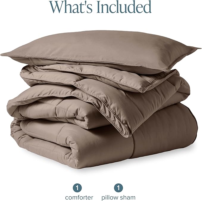 Bare Home Comforter Set - Twin/Twin Extra Long Size - Ultra-Soft - Goose Down Alternative - Premium 1800 Series - All Season Warmth (Twin/Twin XL, Taupe)