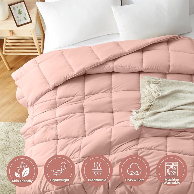 Homelike Moment Comforter King Size - Pink Duvet Insert Down Alternative Bed King Comforter, Lightweight Bedding Comforters Quilted Soft All Season Pink