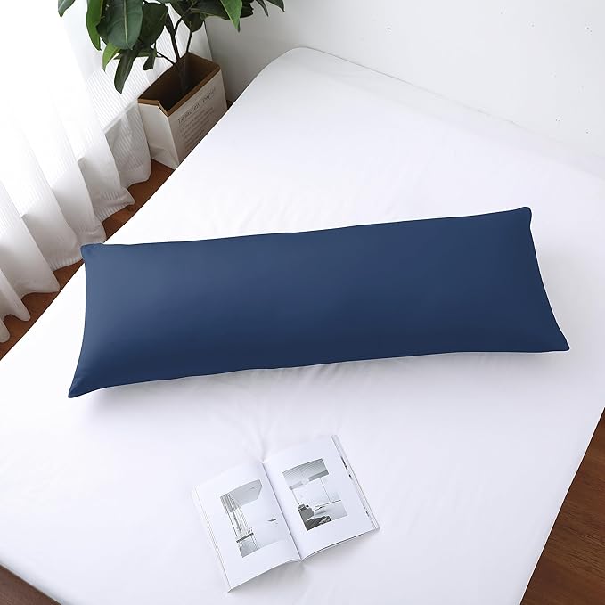 Body Pillow Cover Long Pillow Case,100% Egyptian Cotton Bed Pillow Protector with Zipper,400 Thread Count Cooling Full Body Pillowcase for Adults 20x54 Inches (1 Pack,Navy Blue)