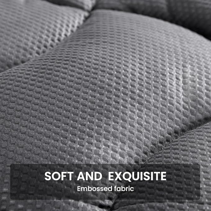 SLEEP ZONE Full Size Cooling Mattress Topper for Double Bed, Premium Zoned Cool Mattress Pad Cover, Padded Mattress Protector Breathable Washable, Deep Pocket 8-21" (Grey, Full)