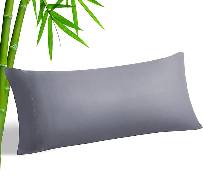 BEDELITE Body Pillow Cover, Rayon Made from Bamboo, Cooling Body Pillow Pillowcase for Hot Sleepers and Night Sweats, Breathable & Silky Soft Full Long Pillow Case Cover (Grey, 20x54 Inches)
