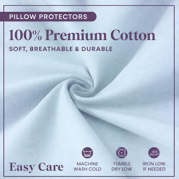 CirclesHome Wedge Pillow Cover 100% Cotton, Zippered Wedge Pillow Case Protector, Soft, Hypoallergenic & Breathable - Light Blue, (24Wx25Lx12)