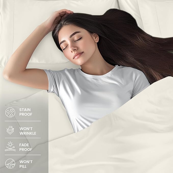Utopia Bedding Queen Size Sheet Set – 4 Piece Bed Sheets, Soft and Breathable Microfiber, Includes 1 Fitted Sheet, 1 Flat Sheet and 2 Pillowcases – Oeko-Tex - (Ivory) (Pack of 2)