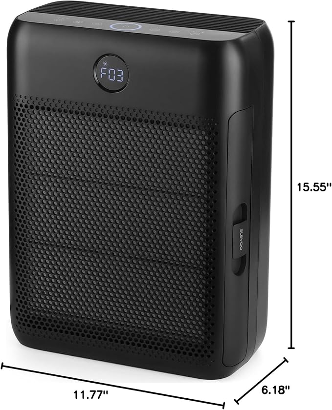 Slevoo Air Purifier for Home Large Room, H13 True HEPA Filter Air Purifiers & 3 × pre-filters for Bedroom,Office,Living Room,Covers Up to 1991.3 ft²,CADR 326m³/h (Black)