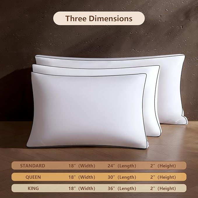 Feather Down Pillows Queen Size Set of 2 Pack, Luxury Hotel Collection Bed Pillows for Sleeping, Fluffy Soft Medium Firm Down Surround Gusseted Pillows for Side Back Stomach Sleepers 20 x 30 in