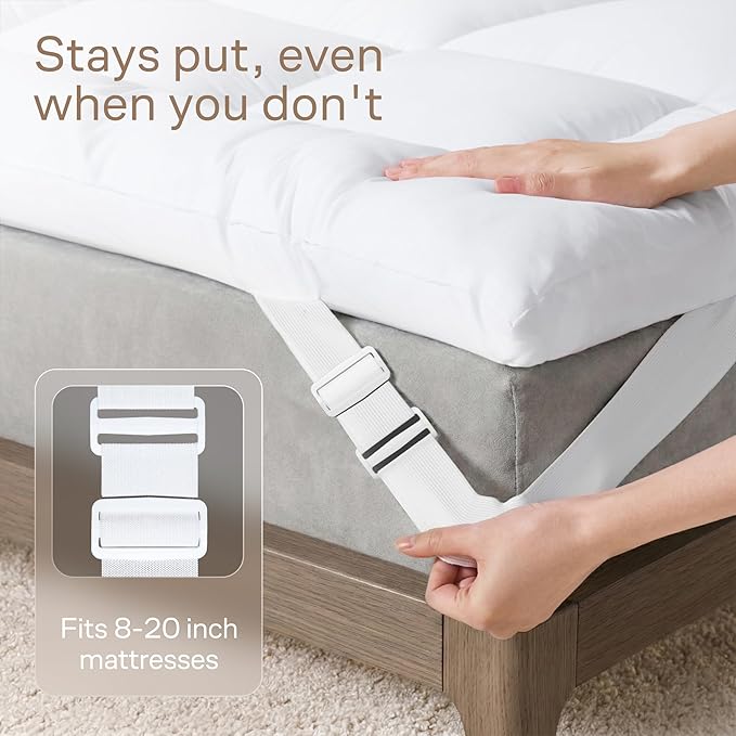 Ultra Soft King Mattress Topper - Cloud-Like Mattress Pad for Full Back Support - Breathable Cooling Material for Hot Sleepers, White