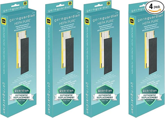 GermGuardian HEPA Pure Genuine Air Purifier Filter B, Removes 99.97% of Pollutants, Wildfire Smoke, Odors, for AC4825, AC4300, AC4900, AC4880, AC4850, CDAP4500,Black/Yellow,FLT4825,2 Count (Pack of 2)