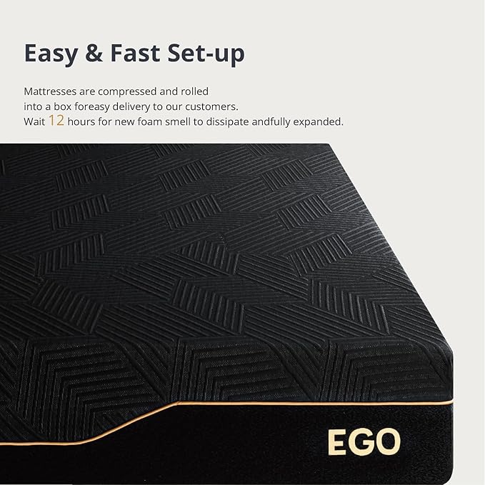 MLILY EGOHOME 14 Inch Queen Memory Foam Mattress for Back Pain, Cooling Copper Gel Bed in a Box, Foam Made in USA, CertiPUR-US Certified, Therapeutic Medium Firm, 60x80x14 Black