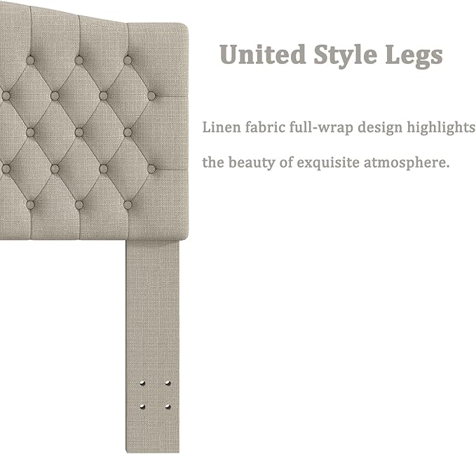 Befurtori Queen Headboard Only, Upholstered Headboard for Adjustable Bed Linen Tufted Queen/Full Size Wall Mounted Head Board Easy Assembly Comfort and Style, Linen