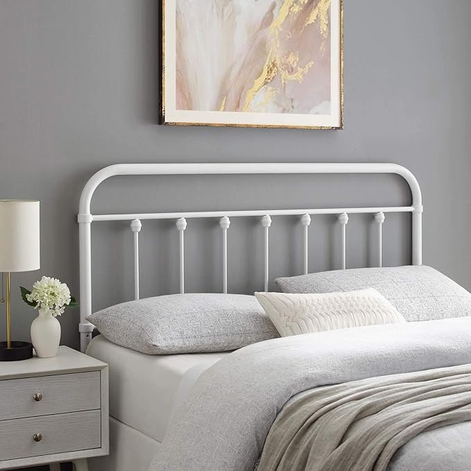 Modway MOD-6153-WHI Sage Full Metal Headboard, White