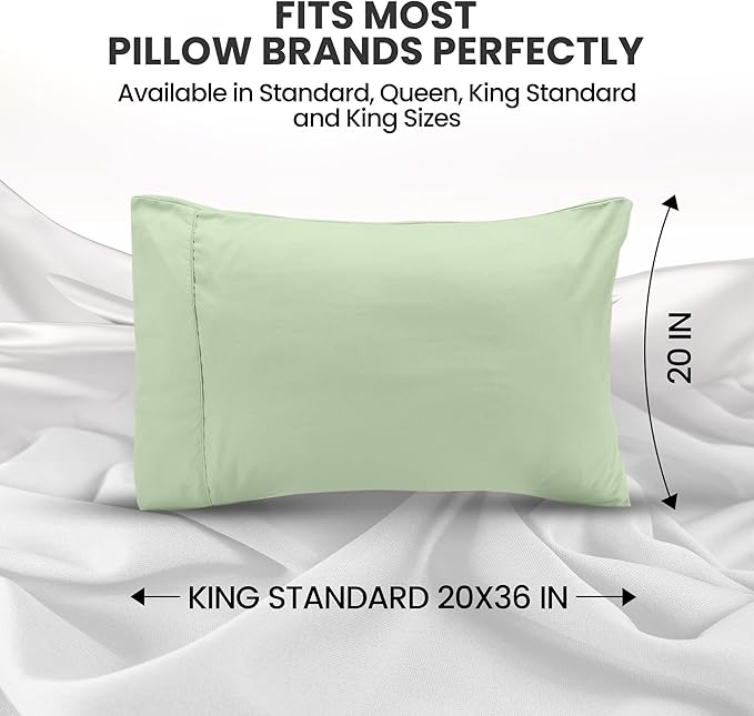 Utopia Bedding Pillow Cases Standard Size 2-Pack – Soft Brushed Microfiber – Envelope Closure – Perfect for Hospitals, Hotels, Guest Rooms – Oeko-TEX Certified, 20x26 Inches (Sage)