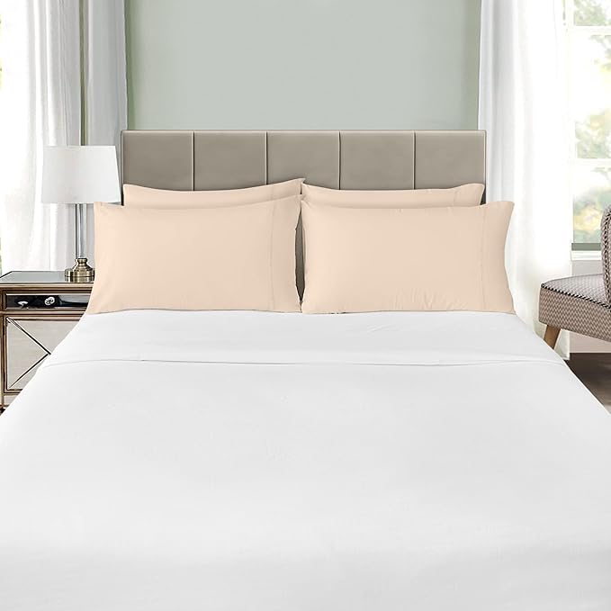 Utopia Bedding Standard Pillow Cases - 4 Pack - Envelope Closure - Soft Brushed Microfiber Fabric - Shrinkage and Fade Resistant Pillow Covers Standard Size 20 X 26 Inches (Standard, Beige)