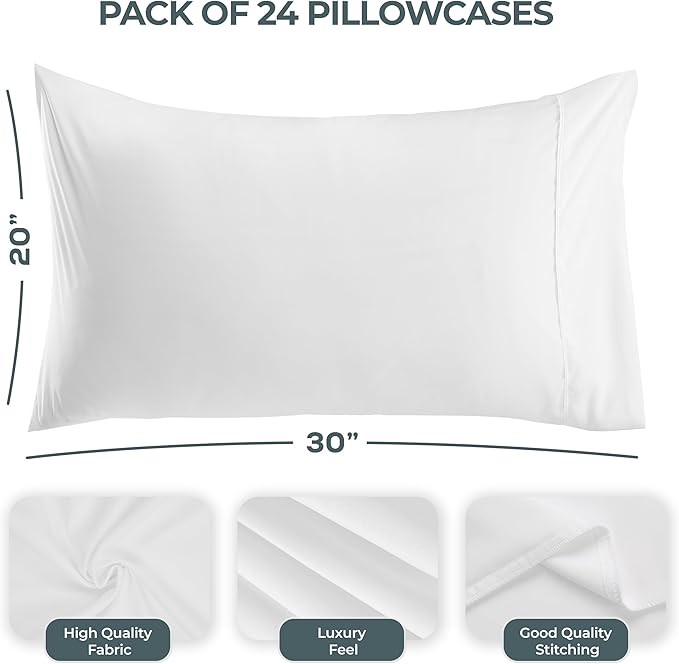 Utopia Bedding Queen Pillow Cases - 24 Pack - Envelope Closure - Soft Brushed Microfiber Fabric - Shrinkage and Fade Resistant Pillow Covers Queen Size 20 X 30 Inches (Queen, White)