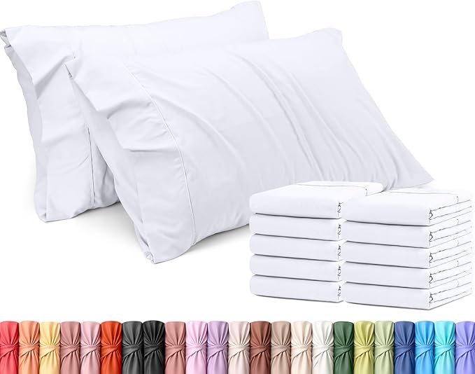 Utopia Bedding Standard Pillow Cases - 12 Pack - Envelope Closure - Soft Brushed Microfiber Fabric - Shrinkage and Fade Resistant Pillow Covers Standard Size 20 X 26 Inches (Standard, White)