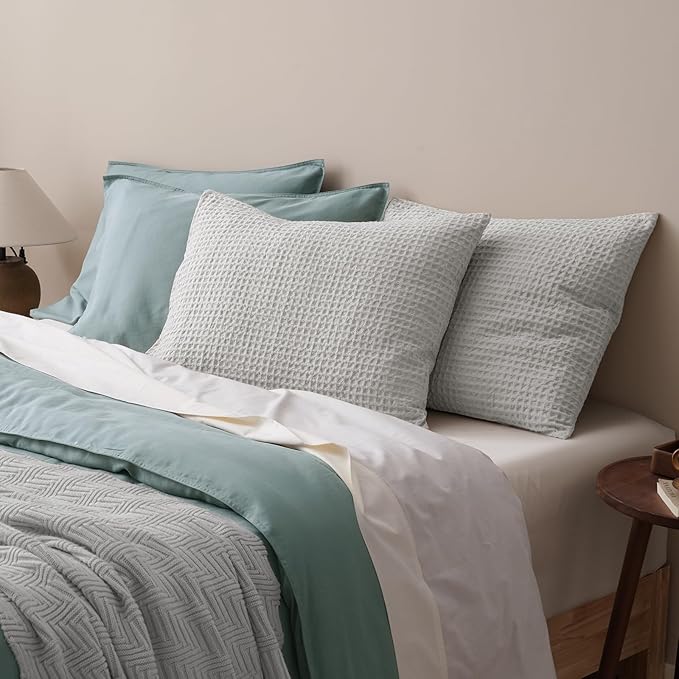 PHF Ultra Soft Waffle Weave Pillow Shams King Size, No Insert, 2 Pack 20" x 36" Pillowcases,Breathable & Skin-Friendly Pillow Cases, Stylish Decorative Bed Pillow Cases Covers,Light Grey