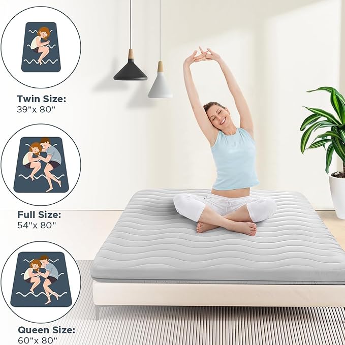 Japanese Floor Mattress, 100% High Density Comfortable Foam, 3.5" Thicken Grey Foldable Mattress Tatami Mat Sleeping Pad, Ideal for Comfort and Support, Kids Floor Lounger Pillow Bed Sofa (Queen）
