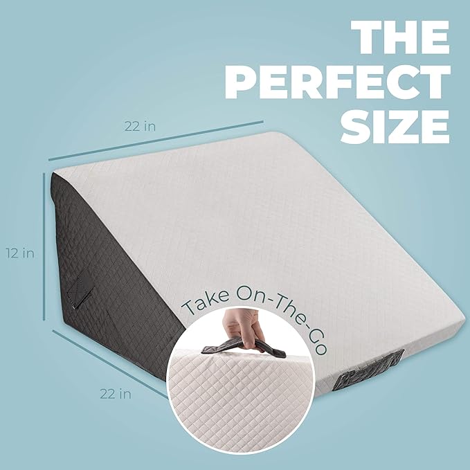 Kolbs Bed Wedge Pillow for Sleep Apnea, FSA Eligible Acid Reflux, and Back Pain Relief, with Chic Jacquard Cover - Headboard Wedges for Sleeping (Adjustable Height Wedge)