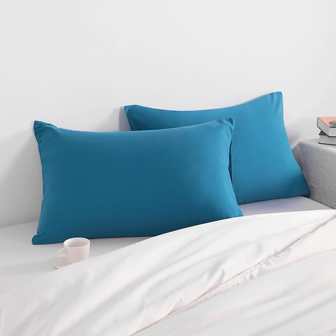 NTBAY Queen Pillow Cases Set of 2, 2 Pack Brushed Microfiber 20x30 Pillow Cases, Soft, Wrinkle, Fade, Stain Resistant Teal Blue Pillow Cases with Envelope Closure, 20x30 Inches, Teal Blue