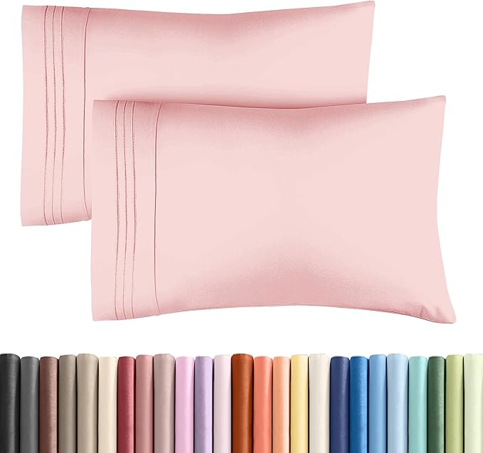 Queen Pillow Cases Set of 2 - Ultra Soft Hotel Quality Pillowcase Covers - Comfy, Cozy & Wrinkle Free - Shrinkage, Stain & Fade Resistant - Machine Washable Pillow Protectors - 2 Piece Set - Baby Pink