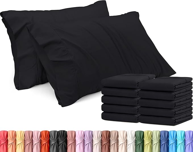 Utopia Bedding King Pillow Cases - 12 Pack - Envelope Closure - Soft Brushed Microfiber Fabric - Shrinkage and Fade Resistant Pillow Covers King Size 20 X 40 Inches (King, Black)
