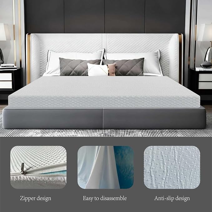 MORANDI 3 Inch Memory Foam Full/Double Bed Mattress，Anti-Slip, Pressure Relief with Medium Firm Support, with Zipper Removable Cover(White, Full/Double)