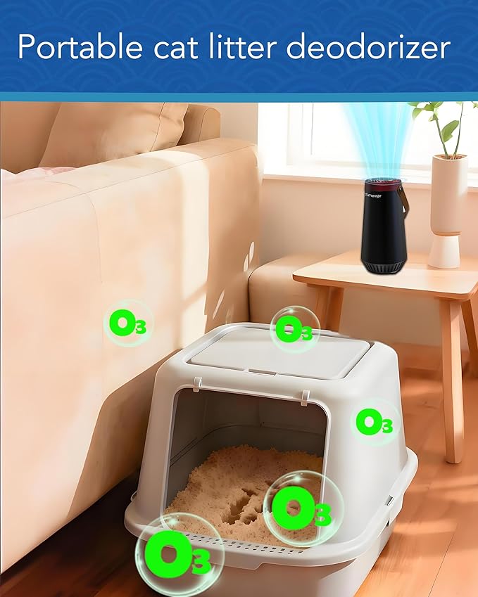 Ozone Odor eliminator,Ozone Generator Machine Plus Ionic Air Purifier for Car and Home to Remove Pet Odor,Smoke Smell,Dust Mites, Allergens, Portable Rechargeable Deodorizer, Filterless Red