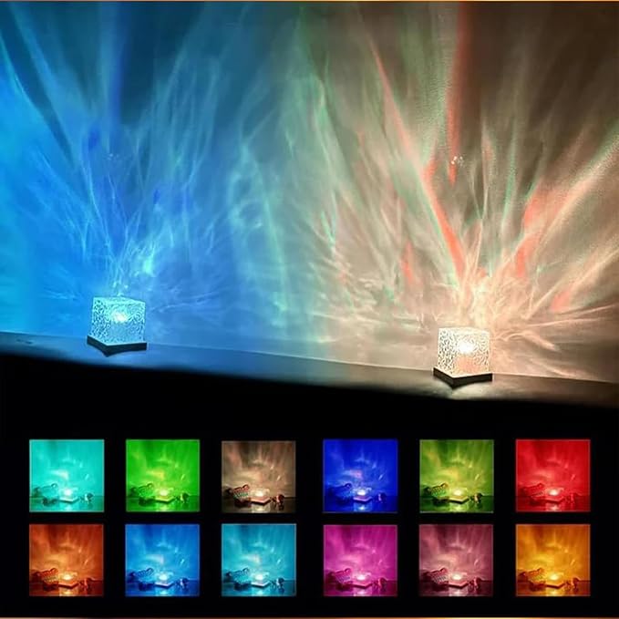 Ocean Wave Projector Light, 16 Color RGB Shower Lamp with Remote, 3D Water Ripple Night Light for Kids Room, Meditation, Yoga, Home Decor(2 Pcs)