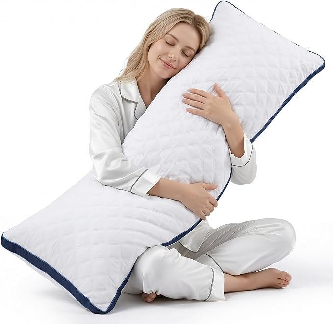 Oubonun Premium Adjustable Loft Quilted Body Pillows - Firm and Fluffy Pillow - Quality Plush Pillow - Down Alternative Pillow - Head Support Pillow - 21"x54"