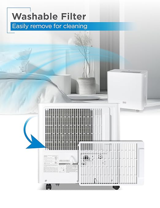 BLACK+DECKER Portable Dehumidifier, Extracts 50-Pint Per 24-Hours, Dehumidifier up to 4500 Sq. Ft. Coverage, 12.68-Pint Bucket, Energy Star Certified, BDM50WCDA, White