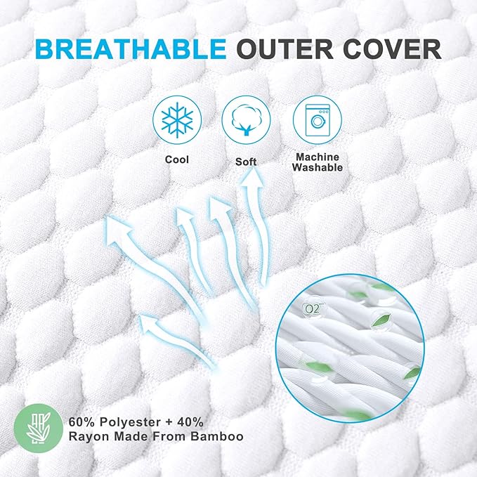 VVZ Cooling Bed Pillows Queen Size Set of 2, Shredded Memory Foam Pillows for Side Back Stomach Sleepers, Luxury Cool Gel Adjustable Firm Bed Pillows for Sleeping 2 Pack Queen Size 20 x 30 Inches