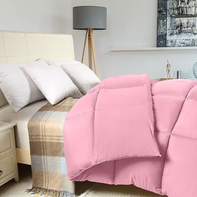 Utopia Bedding Twin Comforter Duvet Insert, Quilted Pink Comforter with Corner Tabs, Box Stitched Down Alternative Comforters Twin Size 64 x 88 inches