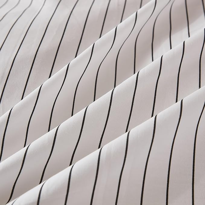 Merryword Black Striped Pillowcases, 100% Cotton Pillow Cases, Standard Size Pillowcases, Soft Breathable Pinstripe Pillow Covers, Set of 2