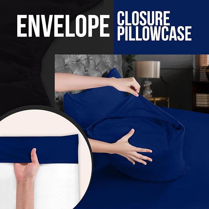 Utopia Bedding Standard Pillow Cases - 4 Pack - Envelope Closure - Soft Brushed Microfiber Fabric - Shrinkage and Fade Resistant Pillow Covers Standard Size 20 X 26 Inches (Standard, Royal Blue)
