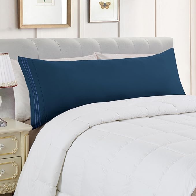 Elegant Comfort Luxury Ultra-Soft 1-Piece Body Pillowcase - 1500 Premium Hotel Quality Microfiber Double Brushed - Wrinkle Resistant, Body Pillowcase Size, Navy Blue