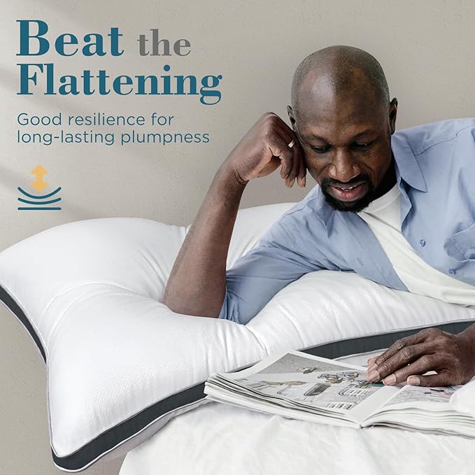 viewstar Bed Pillows King Sizes Set of 2, Hotel Quality Cooling Down Alternative Gusseted Pillows for Side, Back, or Stomach Sleepers, Dark Grey