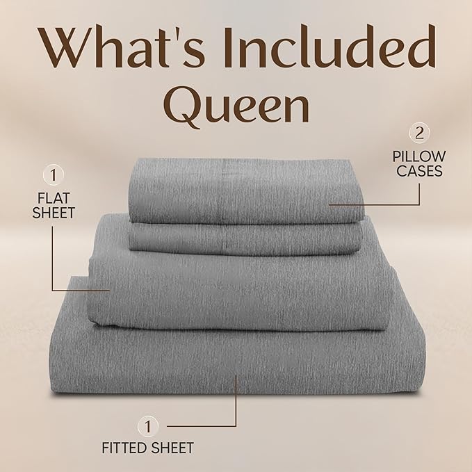 Utopia Bedding Queen Size Sheet Set – 4 Piece Bed Sheets, Soft and Breathable Microfiber, Includes 1 Fitted Sheet, 1 Flat Sheet and 2 Pillowcases – Oeko Tex (Heather Grey)