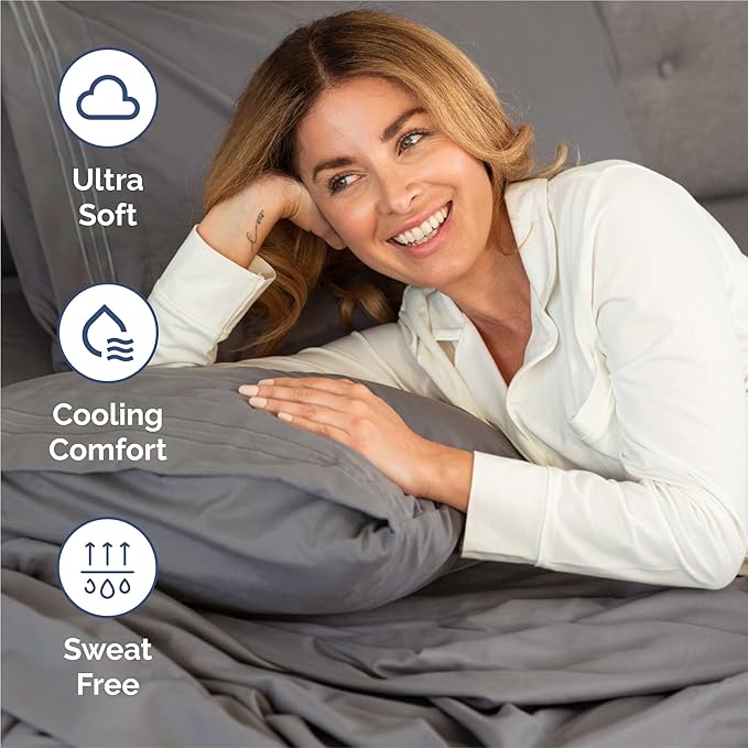 King Size 4 Piece Sheet Set - Comfy Breathable & Cooling Sheets - Hotel Luxury Bed Sheets for Women & Men - Deep Pockets, Easy-Fit, Extra Soft & Wrinkle Free Sheets - Dark Grey Oeko-Tex Bed Sheet Set
