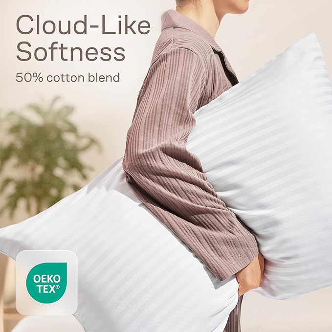 Ultra Soft Pillow Protectors with Zipper Standard Size - Set of 12 Breathable Pillow Covers - 100% Protection Against Stains, Dust & Dirt - Machine Washable (Dark White)