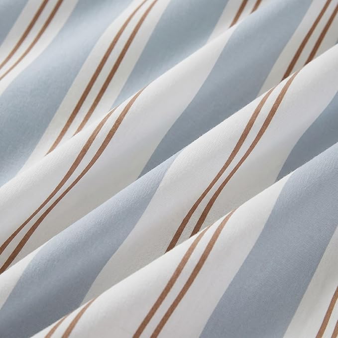 Merryword Standard Size Pillowcases, 100% Cotton Pillow Cases, Light Blue Striped Pillowcases, Soft Breathable Ribbon Stripe Pillow Covers, Set of 2